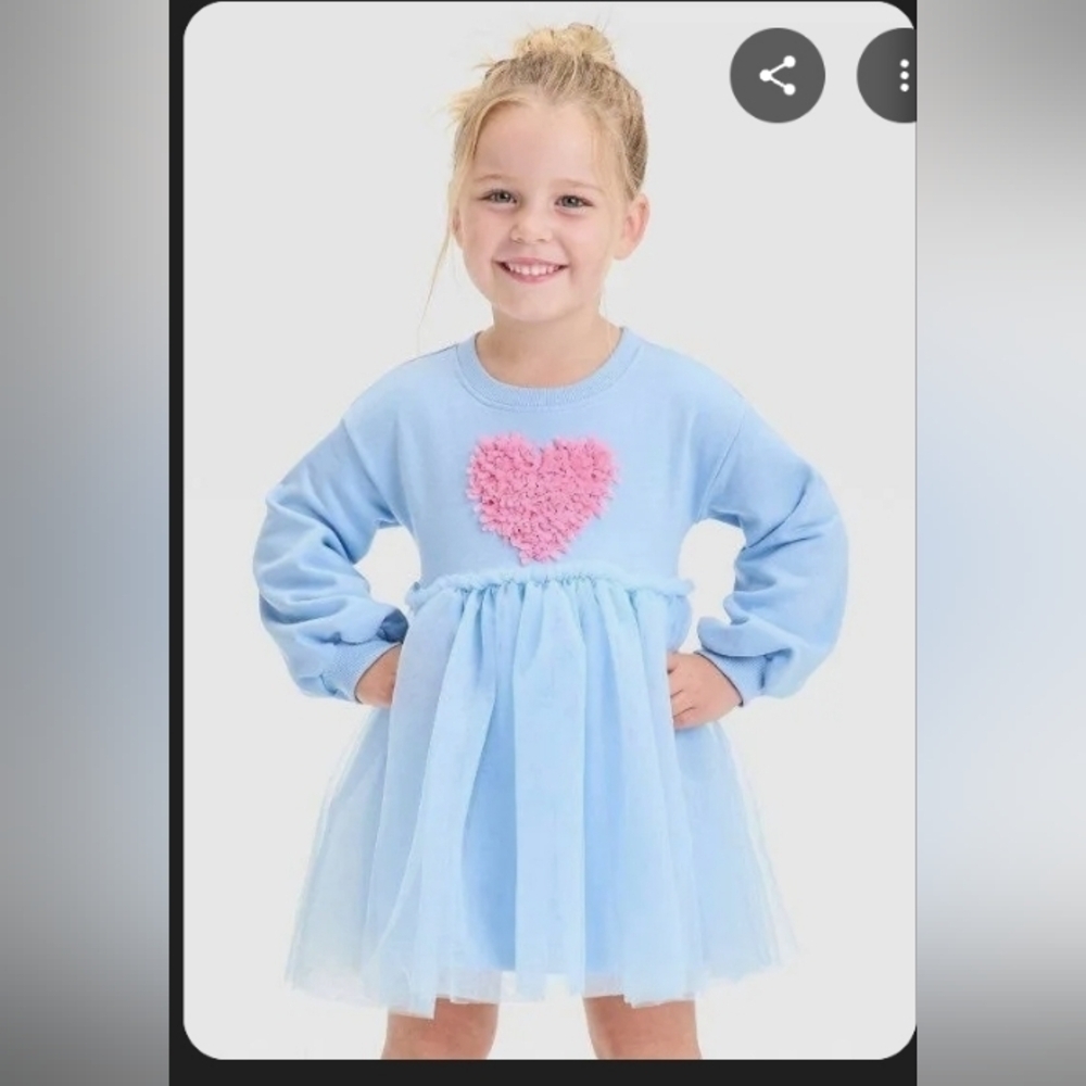 Infant & Toddler Girls Blue Tulle Heart Dress Outfit